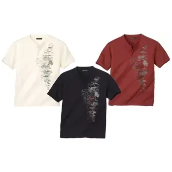 Atlas For Men Sada 3 triček Středomoří , Červená, Velikost L G1159