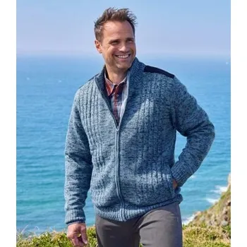 Pánský svetr Atlas For Men Pletený svetr s fleecovou podšívkou M1111 Modrá 5XL