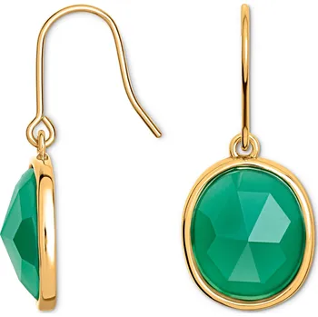 Náušnice 716225 - Tchibo - Závěsné náušnice se zeleným skleněným kamínkem - barva: zelená