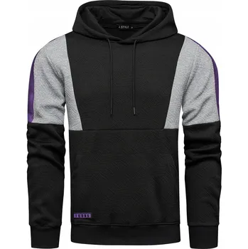 Pánská mikina Pánská mikina s kapucí černo-šedá - XXL