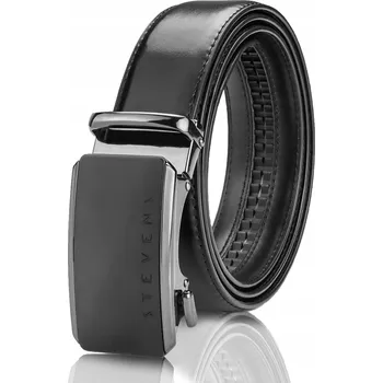 Opasek Kožený opasek Automatický Pánský Černý STEVENS Spona Kalhoty Oblek 135 cm