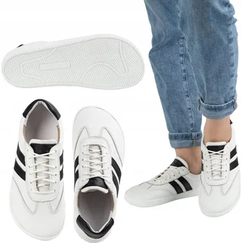 Dámské tenisky BAREFOOT kožené dámské boty BLACKORWHITE bílé 37