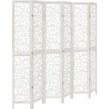 Paraván Paraván do pokoje, 6dílný, bílý, masivní dřevo paulovnie