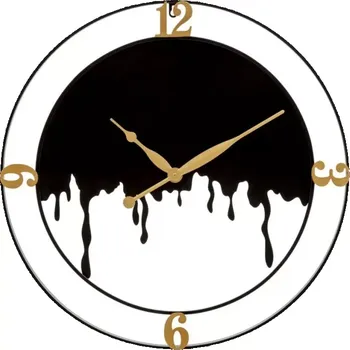 Hodiny Kovové nástěnné hodiny Splash 66 cm černé/zlaté