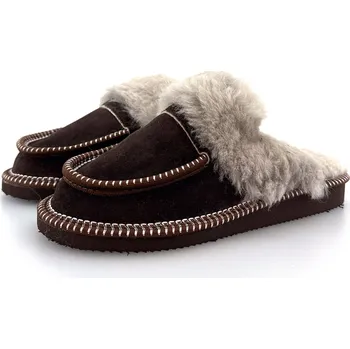 Dámské pantofle Unisex vlněné papuče ASTRID, tmavohnědé 37
