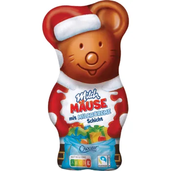 Čokoláda Choceur vánoční mléčná čokoládová myška s mléčnou náplní 95 g - originál z Německa