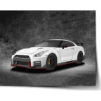 Plakát Sablio Plakát Nissan GTR 35 Šedý - 60x40 cm