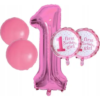 Balónek Balónky na 1. narozeniny Ráček Dívka Sada 5 ks Hvězdičky Balónek