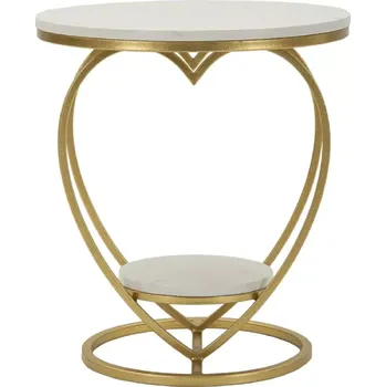 Konferenční stolek Odkládací stolek Heart 40 cm zlatý/bílý mramor
