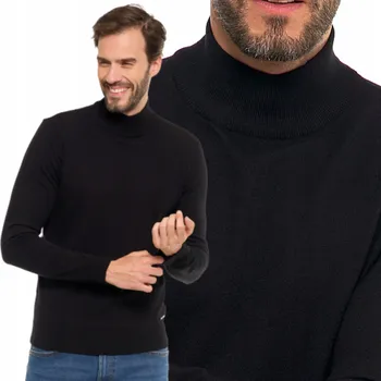 Pánský svetr Moraj klasický svetr s polovičním rolákem černý, velikost S