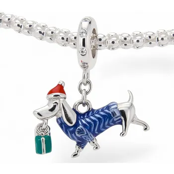 Přívěsek Vánoční přívěsek Piesek, bílé zlato stříbro 925, jezevčík, vánoční ozdoba