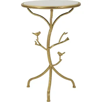Konferenční stolek Odkládací stolek Birds 38 cm zlatý/mramor