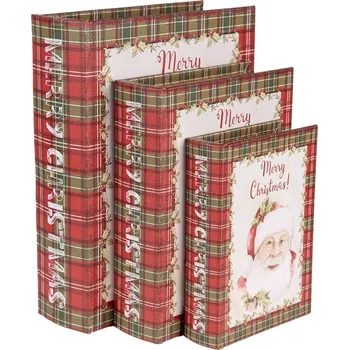 Úložný box 3ks úložný box ve tvaru knihy Merry Christmas - 27*22*7 / 22*17*6 / 17*12*4 cm