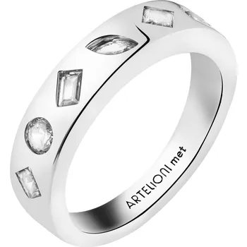 Prsten Rhodiovaný prsten z mosazi se zirkony - AR536-6901