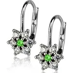 ZB73510-CG Stříbrné náušnice - kytičky se zirkony - květiny