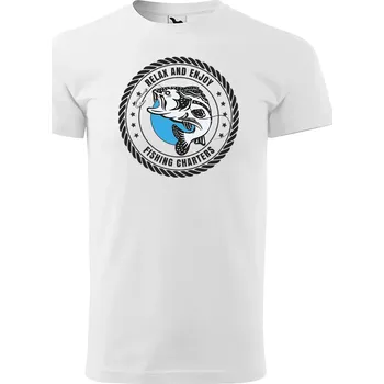 Pánské oblečení Sablio Tričko s potiskem Relax and enjoy FISHING CHARTERS - bílé L