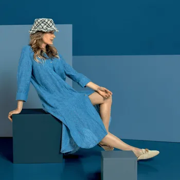 Len Prémium MELANŽ - Modrá denim