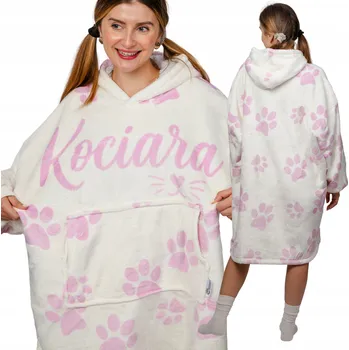 Dámská mikina DEKA oversize mikina Silná MIKINOVÁ DEKA 2v1 XXL Vzor KOCIARA Plyšová MikinoKoc