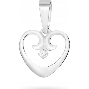 Přívěsek PŘÍVĚSEK PŘÍVĚSEK ryzost 925 Srdce ve tvaru zkrouceného kamene s bílým kubickým zirkonem