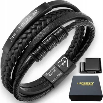 Náramek LECERTO PÁNSKÝ KOŽENÝ PLETENÝ NÁRAMEK S NASTAVITELNOU DÉLKOU 19-20,5 PREMIUM