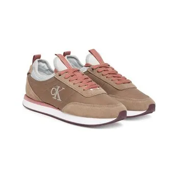 Dámská móda Sneakersy Calvin Klein Retro Runner Sock Laceup Mix Mat YW0YW02060 Hnědá 37