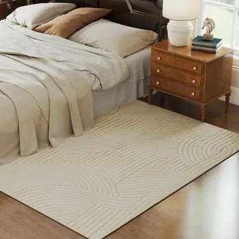 Koberec Protiskluzový koberec s vysokým vlasem 200 x 140 cm | krémově bílý