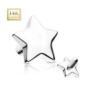 Piercing ZL01048-04-WG Zlatý piercing - dermál hvězdička 4 mm, Au 585/1000