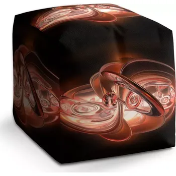 Taburet Sablio Taburet Cube Červená abstrakce: 40x40x40 cm