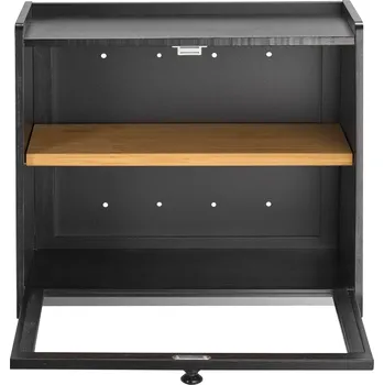 Vevor Dvouvrstvý bambusový chlebník s akrylovými dvířky, černý