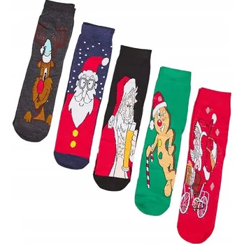Pánské ponožky 682025 MIX-5 BAREV PÁNSKÉ PONOŽKY VÁNOČNÍ 44-46
