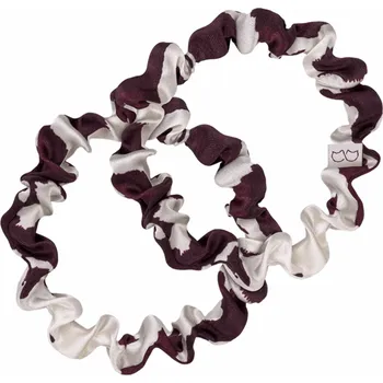 Cat&Cat sada: hedvábné gumičky do vlasů slim cow burgundy, 2 ks