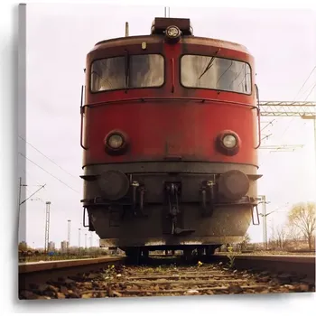 Obraz Sablio Obraz Červený vlak na kolejích - 50x50 cm