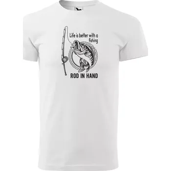 Pánské tričko Sablio Tričko s potiskem Život je lepší s prutem - bílé S