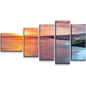 Obraz Sablio Obraz - 5-dílný Západ slunce nad mořem - 100x60 cm