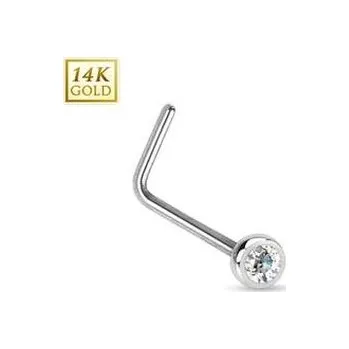 Piercing ZL01035-WG Zlatý piercing do nosu se zirkonem, Au 585/1000