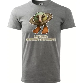 Sablio Tričko s potiskem La vacca saturno saturnita - Italian Brainrot - šedé S