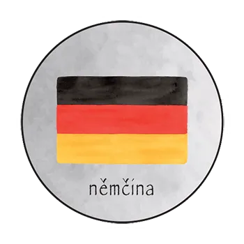 magnetka pro dítě Magnetka pro děti – Němčina, ručně malovaná, 37 mm