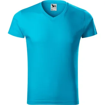 Pánské tričko Slim Fit V-neck tričko pánské XXXL tyrkysová