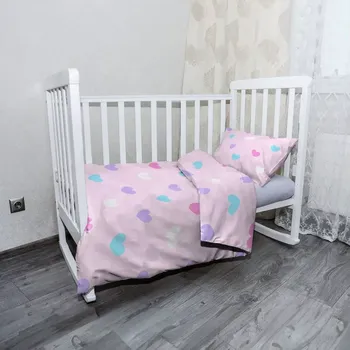 Povlečení Sablio Mikroplyšové dětské povlečení do postýlky Srdce vedle srdce - 120x90 / 40x60