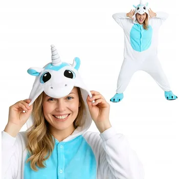 Karnevalový kostým Pyžamo Overal Kigurumi Kostým Bílý Jednorožec M: 155-165 cm
