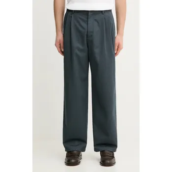 Dámské kalhoty Bavlněné kalhoty Maison Kitsuné Relaxed Pleated, 44, šedá, 90X