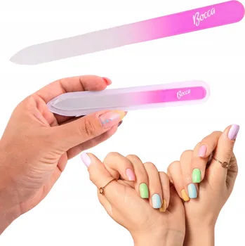 Pilník na ruce Bocca Beauty jednoduchý skleněný, bílý, růžový