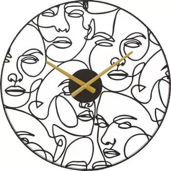 Hodiny Kovové nástěnné hodiny Faces 50 cm černé