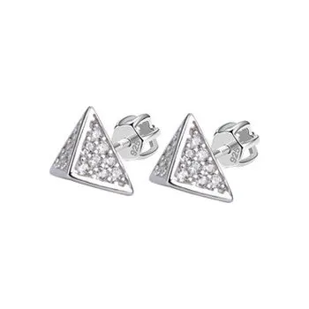 Náušnice NB-3366 Stříbrné šroubovací náušnice trojúhelníky