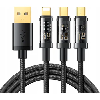 Datový kabel Kabel Joyroom USB - USB typ C / microUSB / Lightning, 1,2 m, černý