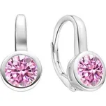 NB-3516 Stříbrné náušnice s růžovými zirkony