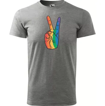 Sablio Tričko s potiskem Love & Peace - šedé S