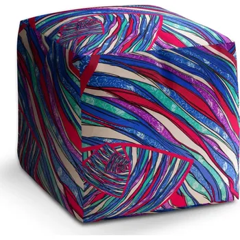 Taburet Sablio Taburet Cube Pruhovaný motiv 2: 40x40x40 cm