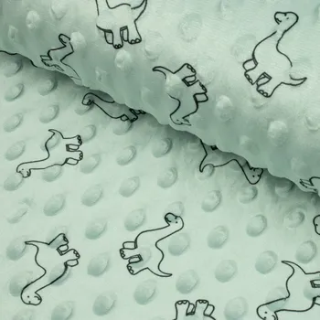 Minky vzor - Dinosauři na zelené mint