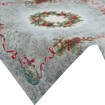ubrus Tapiserie vánoční ubrus se zimním vzorem stříbrný 100 x 100 cm